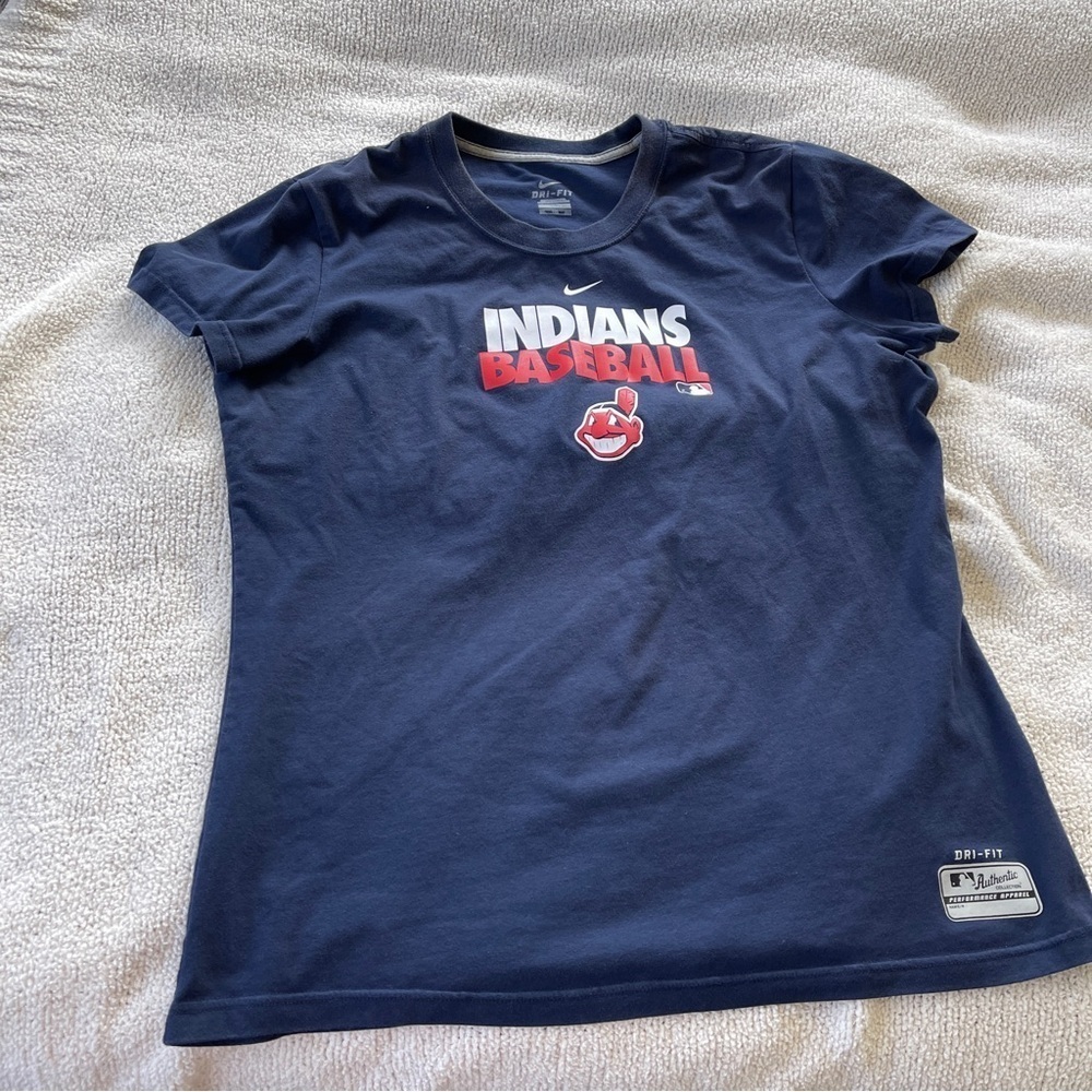 Nike Cleveland Indians Baseball T-Shirt navy red short sleeve dri-fit size xxl
